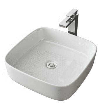 Nikcorp Nadgradni umivaonik kvadratni keramički bijeli 39 x 39 x 13 cm, visoki sjaj i nano premaz protiv kamenca, efekt lotosa