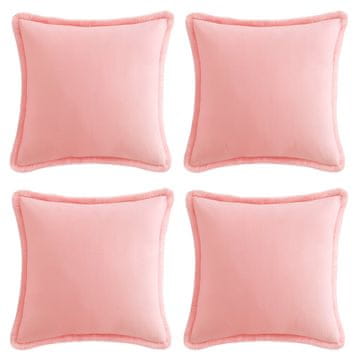 Nikcorp Pamučne jastučnice s resama Boho ružičaste 55x55 cm, set 4 kom, dekorativne navlake za jastuke, 100% pamuk