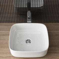 Nikcorp Nadgradni umivaonik kvadratni keramički bijeli 39 x 39 x 13 cm, visoki sjaj i nano premaz protiv kamenca, efekt lotosa