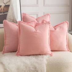 Nikcorp Pamučne jastučnice s resama Boho ružičaste 55x55 cm, set 4 kom, dekorativne navlake za jastuke, 100% pamuk
