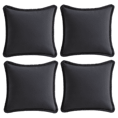 Nikcorp Pamučne jastučnice s resicama Boho crne 55x55 cm, set 4 kom, ukrasne navlake za jastuke od 100% pamuka za kauč i krevet