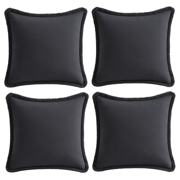 Nikcorp Pamučne jastučnice s resicama Boho crne 55x55 cm, set 4 kom, ukrasne navlake za jastuke od 100% pamuka za kauč i krevet