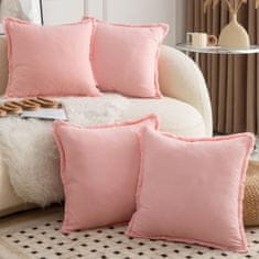 Nikcorp Pamučne jastučnice s resama Boho ružičaste 55x55 cm, set 4 kom, dekorativne navlake za jastuke, 100% pamuk