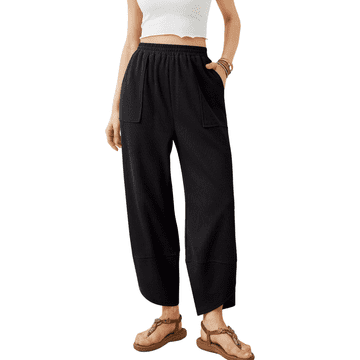 Nikcorp Ženske palazzo hlače donji dio trenirke široke nogavice visoki struk s praktičnim džepovima crne veličina M