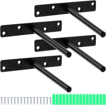 Nikcorp Skriveni čelični nosači za police 15,2 cm, set 4 komada, nosivost do 45 kg, crni, za moderne viseće zidne police