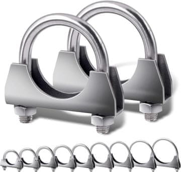 Nikcorp Ispušne obujmice U-vijak 54 mm, set od 2 komada, nehrđajući čelik, univerzalne stezaljke za ispušni sustav i cijevi