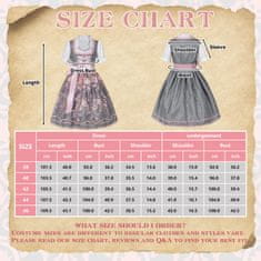 Nikcorp Dirndl haljina za žene Oktoberfest tradicionalna midi s vezom, siva i ružičasta boja, bavarski stil, veličina L