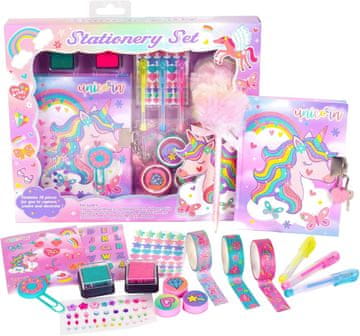 Nikcorp DIY set s dnevnikom jednoroga i bravicom, kreativni set s naljepnicama, pečatima i olovkama, idealan poklon za djevojčice