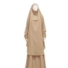 Nikcorp Muslimanska molitvena haljina abaja, dvodijelni set s hidžabom, za ramazan, univerzalna veličina, prozračna, bež