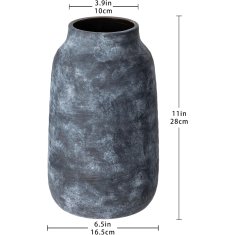 Nikcorp Keramička vaza za cvijeće, rustikalna tamnoplava dekorativna vaza 16,5 x 28 cm, moderna dekoracija za dom i pampas travu