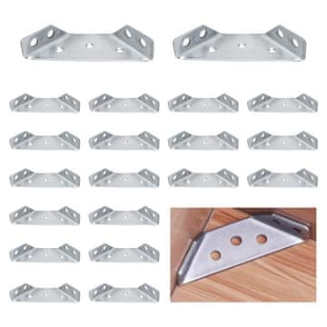 Nikcorp Kutni nosač za namještaj, trokutasti spojnik od nehrđajućeg čelika, set 25 komada, 65x22x14 mm, srebrni, za police i ormare