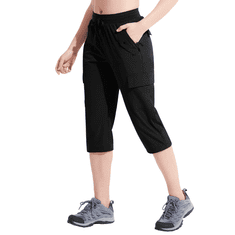 Nikcorp Ženske 3/4 planinarske hlače Cargo, vodootporne sportske capri hlače za trekking i boravak na otvorenom, crne, veličina M