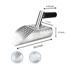 Nikcorp Lopatice za prosijavanje pijeska i zemlje, set 2 komada, nehrđajući čelik, sito i grabilica za detekciju metala, srebrna