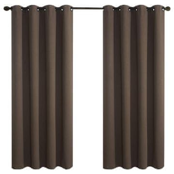 Nikcorp Zatamnjujuća zavjesa na karikama baršunasta smeđa 225 x 140 cm 2 kom, termoizolacijska blackout tkanina za spavaću sobu