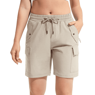 Nikcorp Ženske cargo kratke hlače sportske trekking trening lagane brzosušeće s 6 džepova i elastičnim pojasom bež veličina M