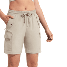 Nikcorp Ženske cargo kratke hlače sportske trekking trening lagane brzosušeće s elastičnim pojasom i 6 džepova bež boja veličina S