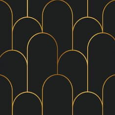 Nikcorp Samoljepljiva folija za namještaj i zidove, crno-zlatna, vinilna tapeta, vodootporna, 44,5 x 300 cm, 1,33 m2