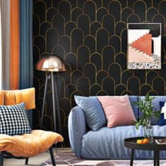 Nikcorp Samoljepljiva folija za namještaj i zidove, crno-zlatna, vinilna tapeta, vodootporna, 44,5 x 300 cm, 1,33 m2