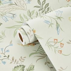 Nikcorp Samoljepljiva folija za namještaj i zidove, cvjetni motiv, bež vinilna tapeta, vodootporna, 44,5 x 300 cm, 1,33 m2