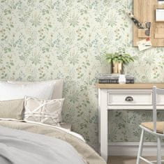 Nikcorp Samoljepljiva folija za namještaj i zidove, cvjetni motiv, bež vinilna tapeta, vodootporna, 44,5 x 300 cm, 1,33 m2