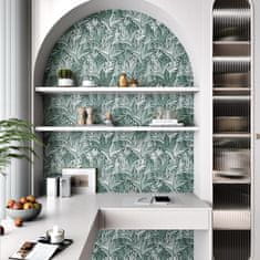 Nikcorp Samoljepljiva folija za namještaj i zidove, motiv egzotično lišće, vodootporni vinil, zelena, 44,5 x 300 cm