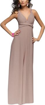 Nikcorp Ženska duga haljina za djeveruše bež, višenamjenska infinity večernja haljina, elegantna maxi haljina, veličina S