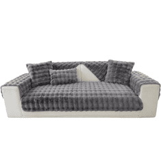 Nikcorp Navlaka za sofu i kauč, protuklizna, mekani pliš, zaštitni prekrivač za namještaj, siva boja, dimenzije 90x240 cm