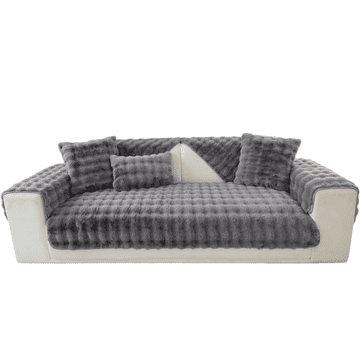 Nikcorp Navlaka za sofu i kauč, protuklizna, mekani pliš, zaštitni prekrivač za namještaj, siva boja, dimenzije 90x240 cm