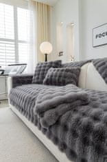 Nikcorp Navlaka za sofu i kauč, protuklizna, mekani pliš, zaštitni prekrivač za namještaj, siva boja, dimenzije 90x240 cm