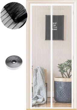 Nikcorp Mreža protiv komaraca magnetna 120x240 cm za balkonska vrata, zaštitna zavjesa protiv insekata bez bušenja, bijela