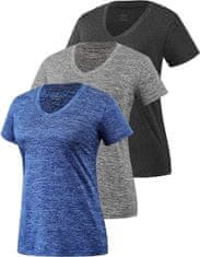 Nikcorp Ženska sportska majica kratkih rukava, set od 3 komada, za trening, fitness i trčanje, V-izrez, brzosušeća, veličina S
