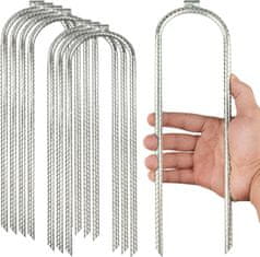Nikcorp Klinovi za šator i zemljana sidra 30 cm, pocinčani čelik, U-oblik, set 8 komada, za trampoline, ljuljačke i cerade