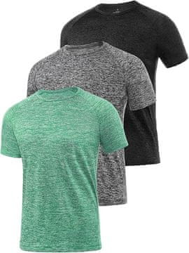 Nikcorp Muška sportska majica set od 3 komada, brzosušeća majica za trening, teretanu i trčanje, prozračna i elastična, veličina M