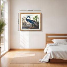Nikcorp Slika na platnu Plava čaplja u drvenom okviru, vintage stil, zidna dekoracija, HD print, za dnevni boravak i ured, 40x60 cm