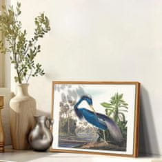 Nikcorp Slika na platnu Plava čaplja u drvenom okviru, vintage stil, zidna dekoracija, HD print, za dnevni boravak i ured, 40x60 cm