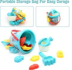 Nikcorp Set igračaka za plažu i pješčanik, 20 elemenata, uključuje kanticu, lopaticu, grabljice i kalupe, višebojni set za djecu