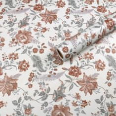 Nikcorp Samoljepljiva folija za namještaj i zidove Vintage Bijela s cvijećem, vodootporna ukrasna tapeta, 40x300 cm, PVC mat