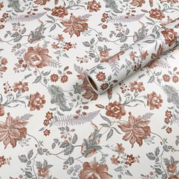 Nikcorp Samoljepljiva folija za namještaj i zidove Vintage Bijela s cvijećem, vodootporna ukrasna tapeta, 40x300 cm, PVC mat
