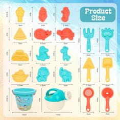 Nikcorp Set igračaka za plažu i pješčanik, 20 elemenata, uključuje kanticu, lopaticu, grabljice i kalupe, višebojni set za djecu