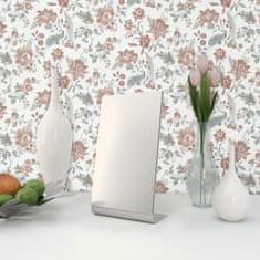 Nikcorp Samoljepljiva folija za namještaj i zidove Vintage Bijela s cvijećem, vodootporna ukrasna tapeta, 40x300 cm, PVC mat
