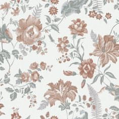 Nikcorp Samoljepljiva folija za namještaj i zidove Vintage Bijela s cvijećem, vodootporna ukrasna tapeta, 40x300 cm, PVC mat