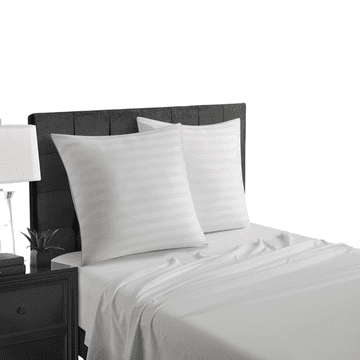 Nikcorp Jastučnice 80x80 cm set 2 komada, bijele sa satenskim prugama, mikrovlakna, skriveni patentni zatvarač, hotelski dizajn