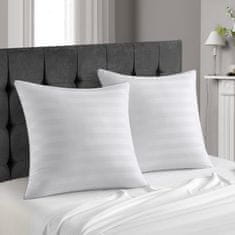 Nikcorp Jastučnice 80x80 cm set 2 komada, bijele sa satenskim prugama, mikrovlakna, skriveni patentni zatvarač, hotelski dizajn