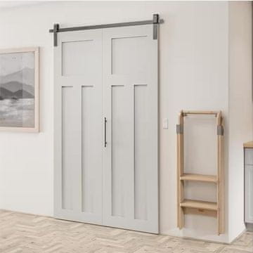 Nikcorp Sustav za sklopiva klizna vrata tipa štala, set okova i crna tračnica 91 cm, nosivost 150 kg, metalni mehanizam za uštedu prostora