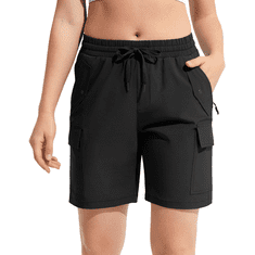 Nikcorp Ženske cargo kratke hlače sportske za treking i trening lagane brzosušeće s džepovima crne, veličina XXL