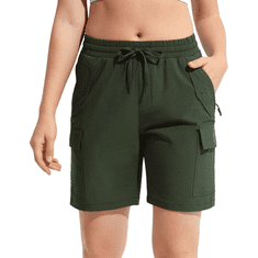 Nikcorp Ženske cargo kratke hlače sportske za treking i trening lagane brzosušeće sa 6 džepova zelene boje veličina M