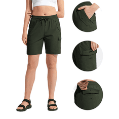 Nikcorp Ženske cargo kratke hlače sportske za treking i trening lagane brzosušeće sa 6 džepova zelene boje veličina M