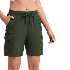 Nikcorp Ženske cargo kratke hlače sportske za treking i trening lagane brzosušeće sa 6 džepova zelene boje veličina M