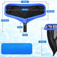 Nikcorp Mrežica za bazen Skimmer Berač za čišćenje nečistoća, duboka najlonska mreža, siguran okvir, plava boja, navoj 32 mm, 43.5x26 cm