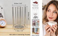 Nikcorp Stalak za Tassimo kapsule za kavu, rotirajući dozator 360°, kapacitet 52 kapsule, kromirani, srebrni, 18,2x18,2x24,5 cm